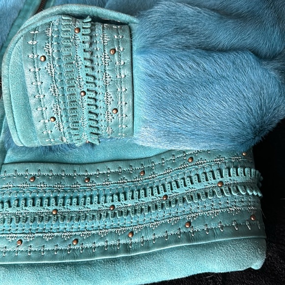 Natural Lambskin 100% Genuine Leather with Fur, and Natural Wool, Woman’s Coat. - Picture 8 of 17